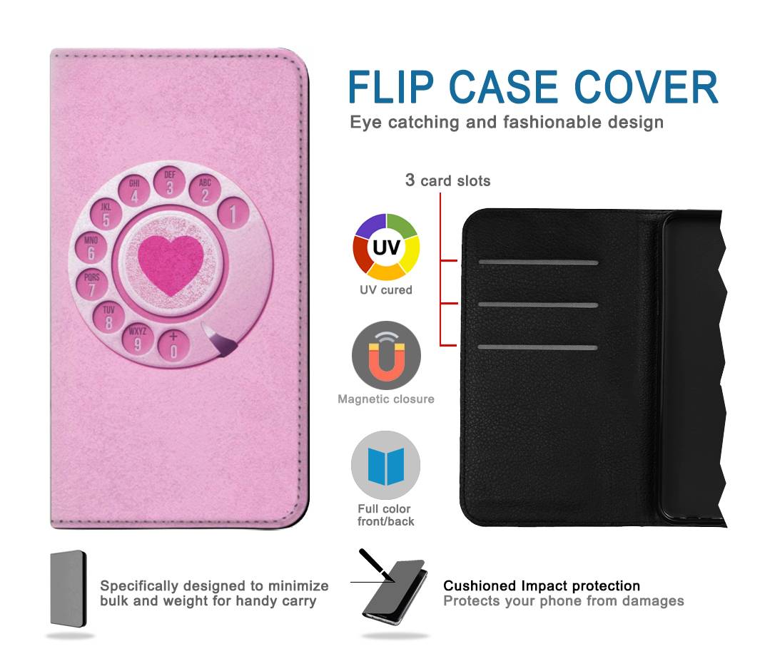 Flip case Google Pixel 4a Pink Retro Rotary Phone