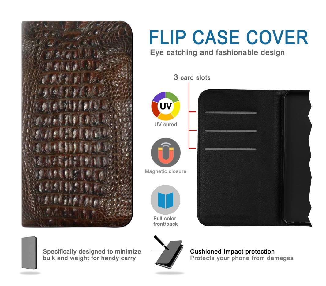 Flip case LG Stylo 6 Brown Skin Alligator Graphic Printed