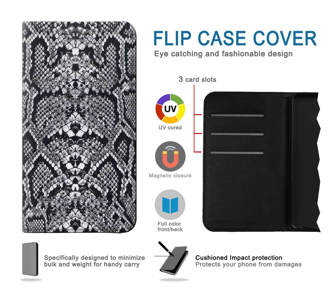 Flip case Apple iPhone 14 Pro Max White Rattle Snake Skin