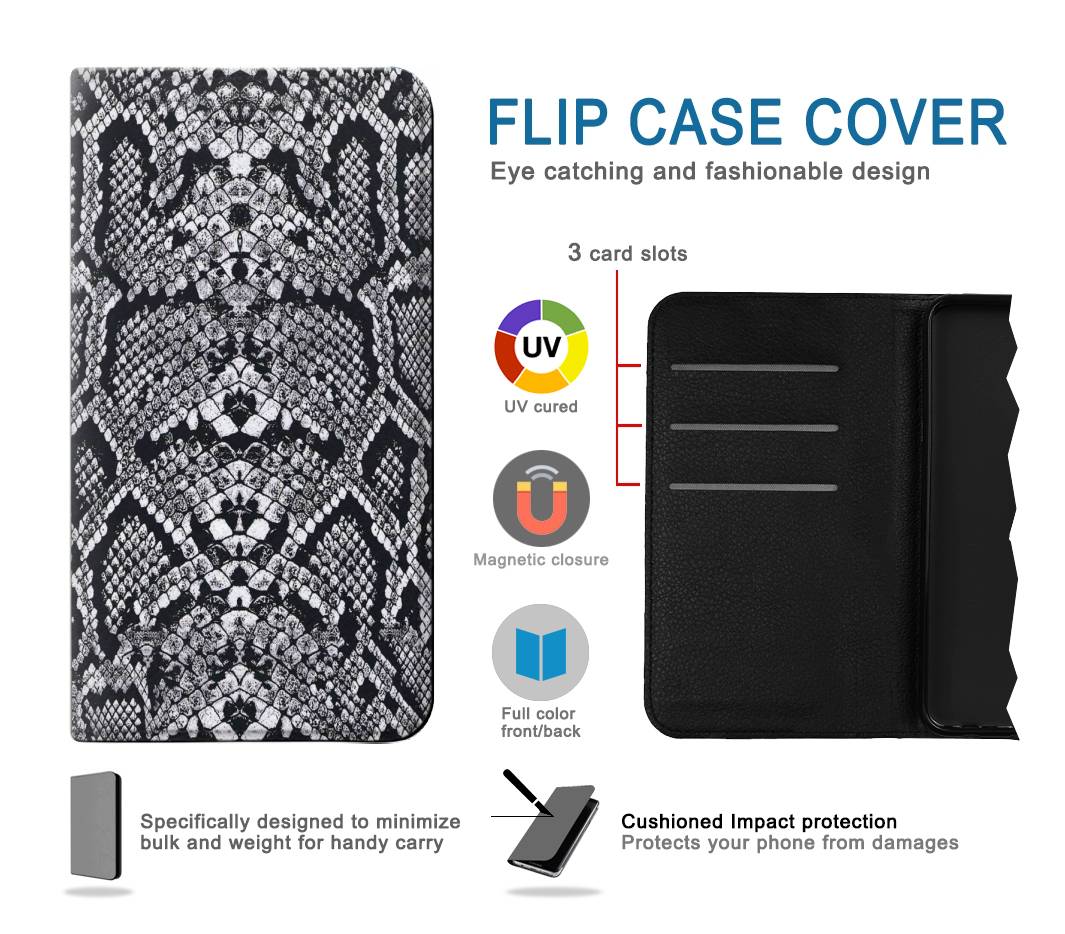 Flip case Samsung Galaxy Fold3 5G White Rattle Snake Skin