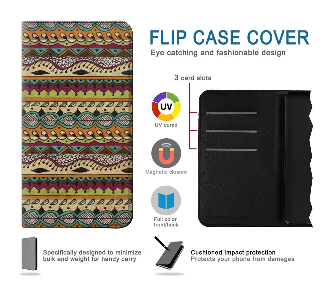 Flip case Google Pixel 5A 5G Aztec Boho Hippie Pattern