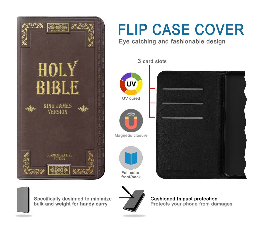 Flip case Motorola Moto G50 Holy Bible Cover King James Version