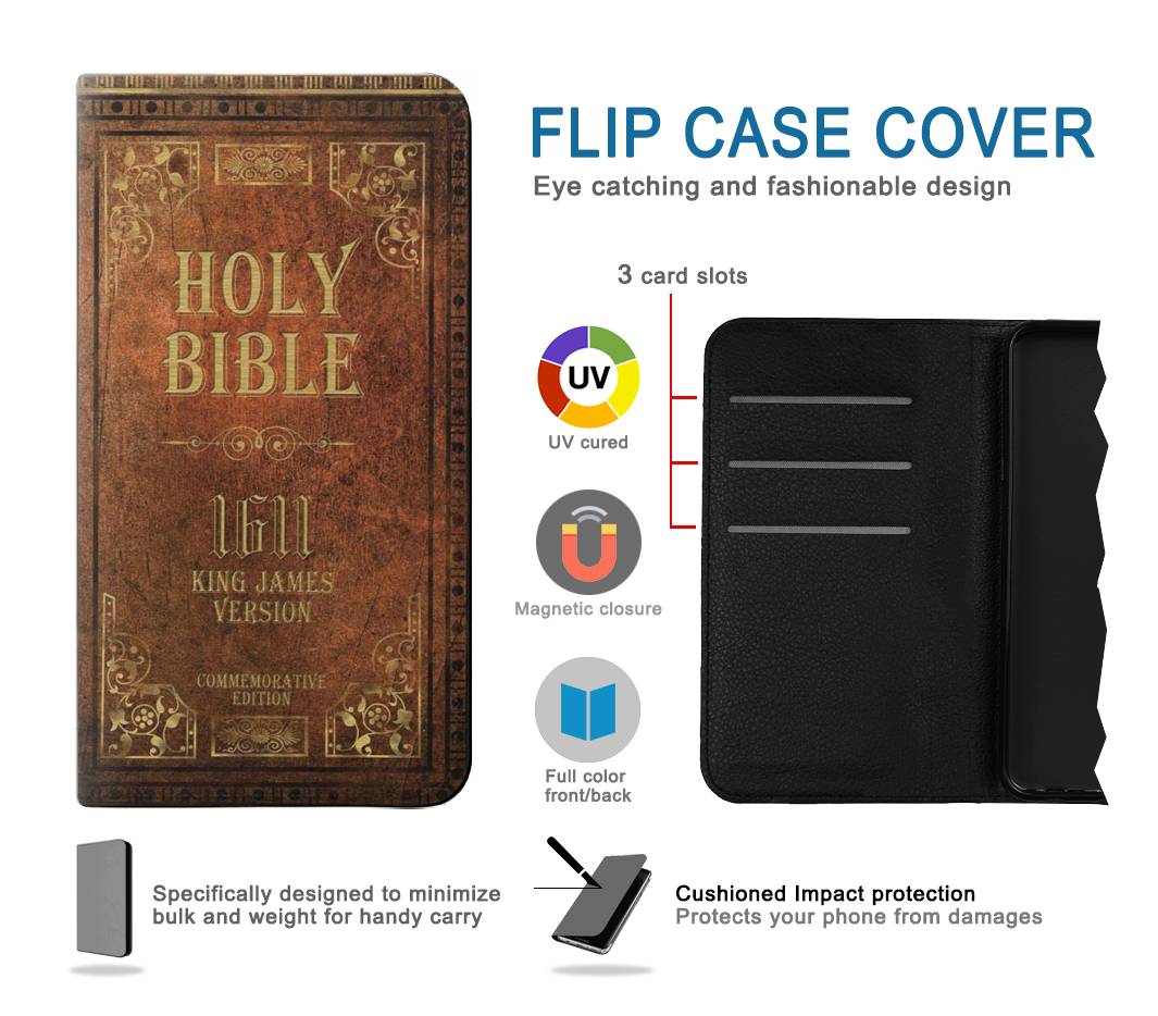 Flip case Samsung Galaxy M22 Holy Bible 1611 King James Version