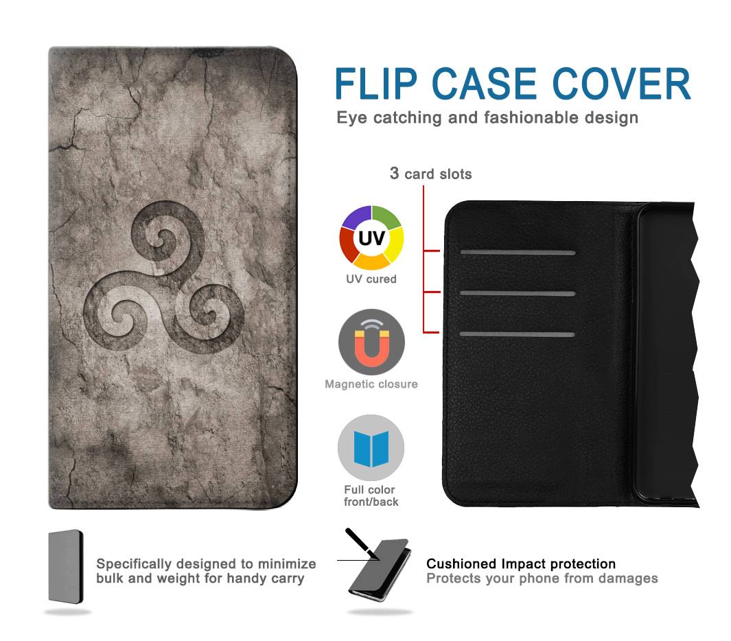 Flip case LG Stylo 6 Triskele Symbol Stone Texture