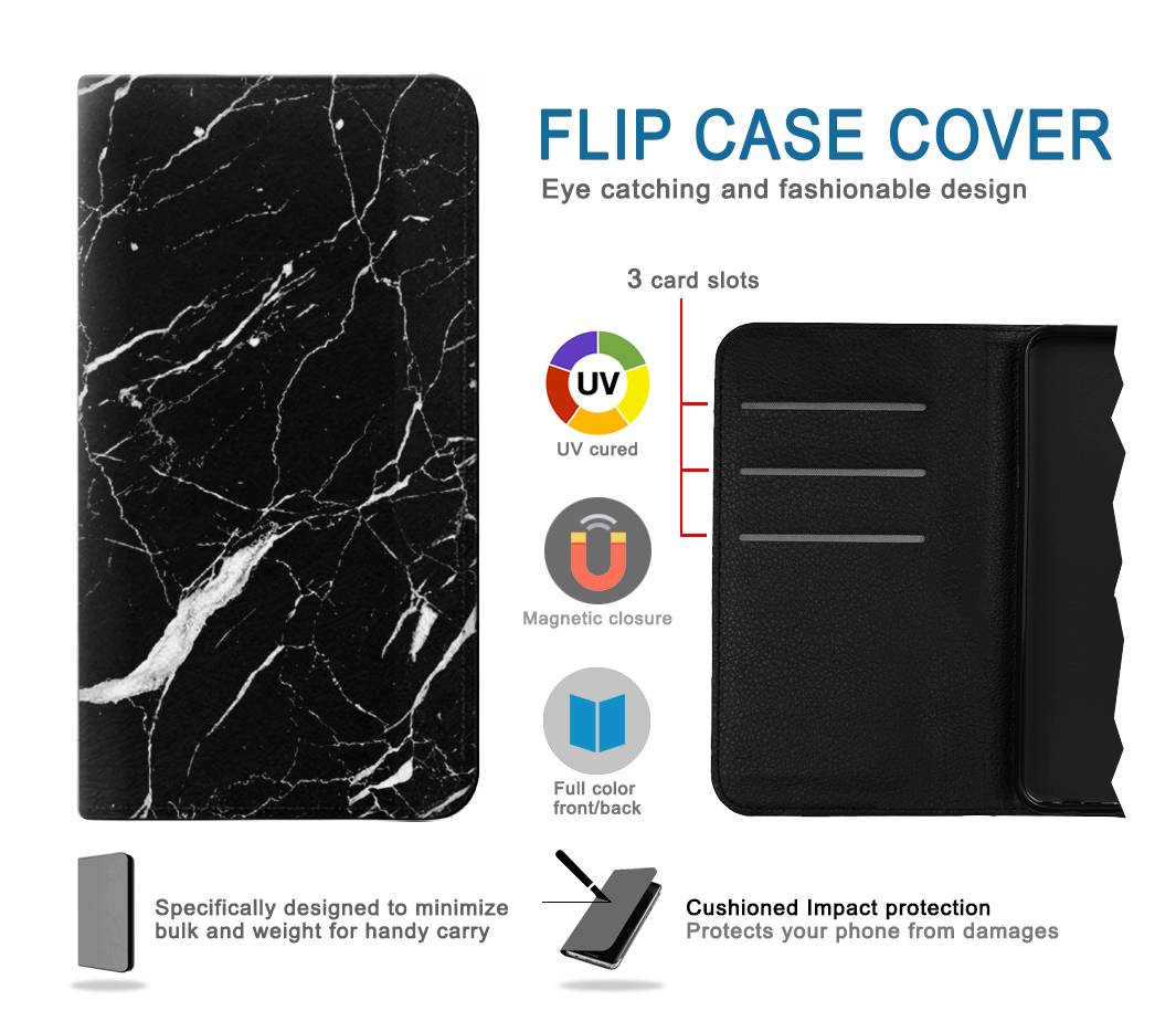 Flip case Google Pixel 6 Pro Black Marble Graphic Printed