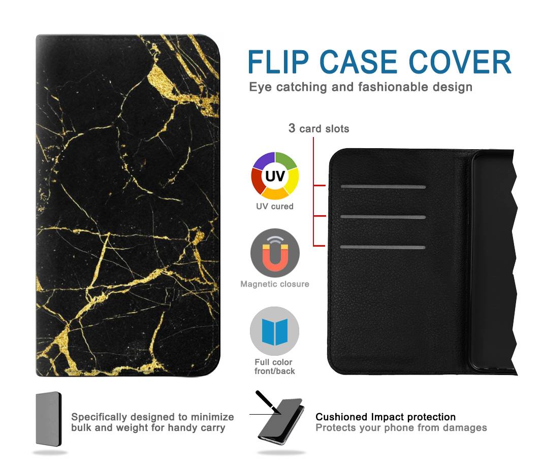 Flip case Google Pixel 6 Gold Marble Graphic Printed