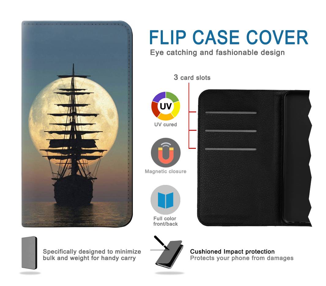 Flip case LG V60 ThinQ 5G Pirate Ship Moon Night