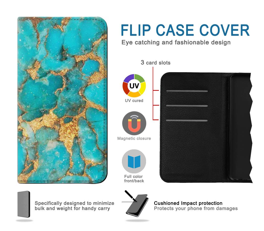 Flip case Samsung Galaxy A12 Aqua Turquoise Stone
