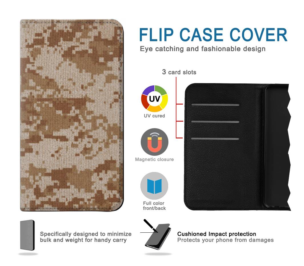 Flip case Samsung Galaxy A52, A52 5G Desert Digital Camouflage