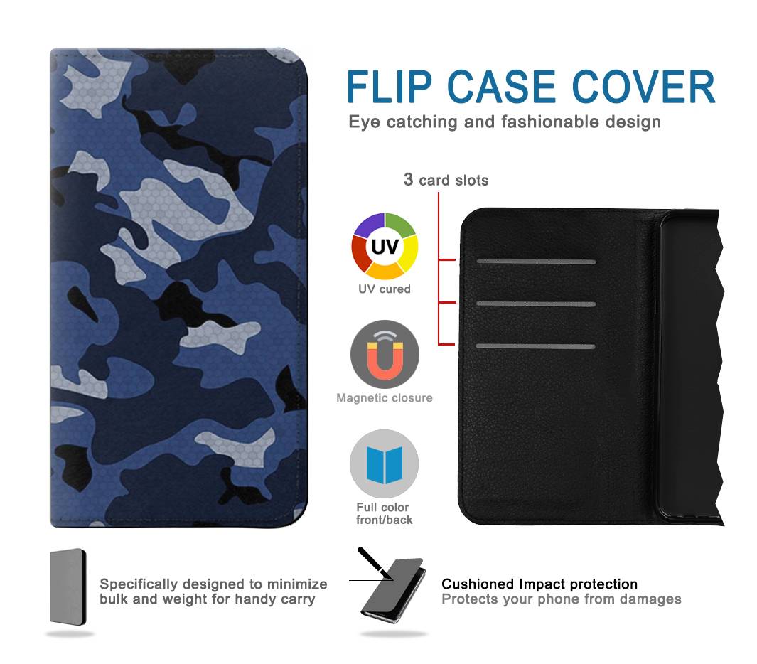Flip case Motorola Moto G30 Navy Blue Camouflage