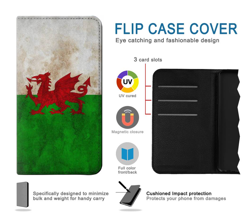 Flip case Motorola Moto G Play (2021) Wales Red Dragon Flag