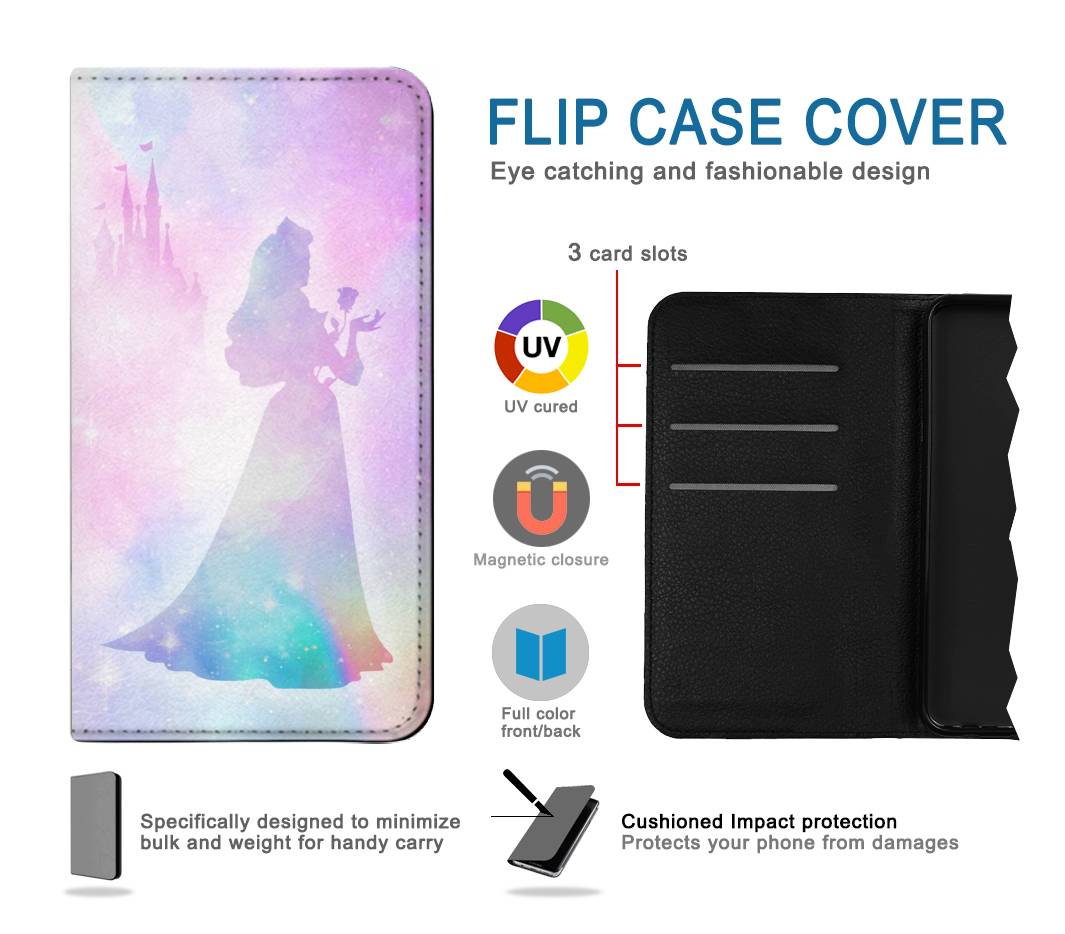 Flip case iPhone 12 Pro, 12 Princess Pastel Silhouette