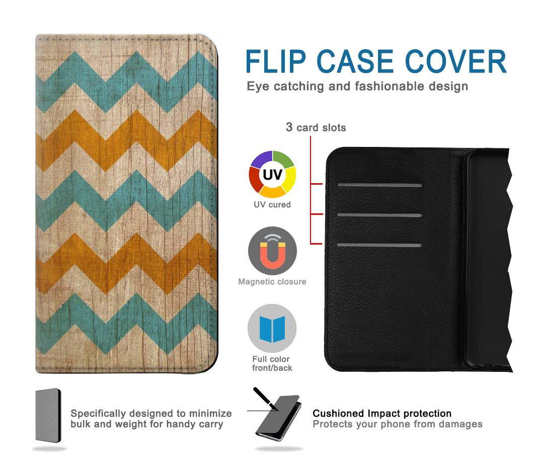 Flip case Apple iPhone 14 Pro Max Vintage Wood Chevron