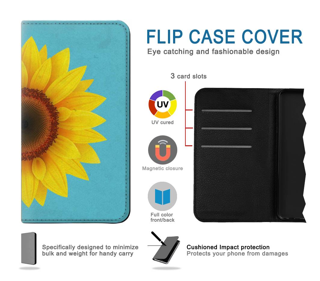 Flip case iPhone 13 Pro Max Vintage Sunflower Blue