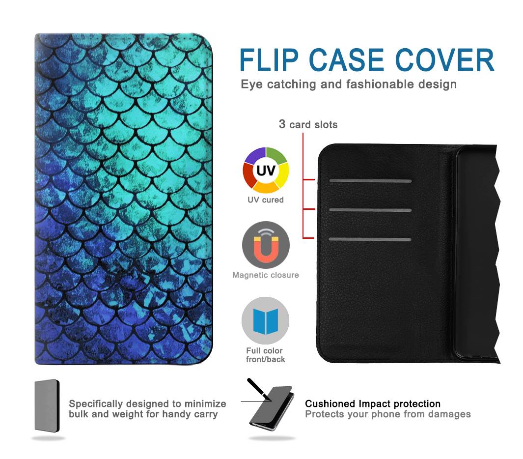 Flip case Samsung Galaxy A12 Green Mermaid Fish Scale