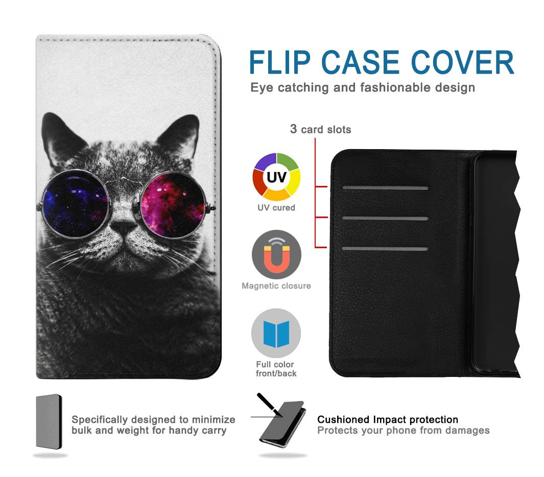 Flip case iPhone 13 Cool Cat Glasses