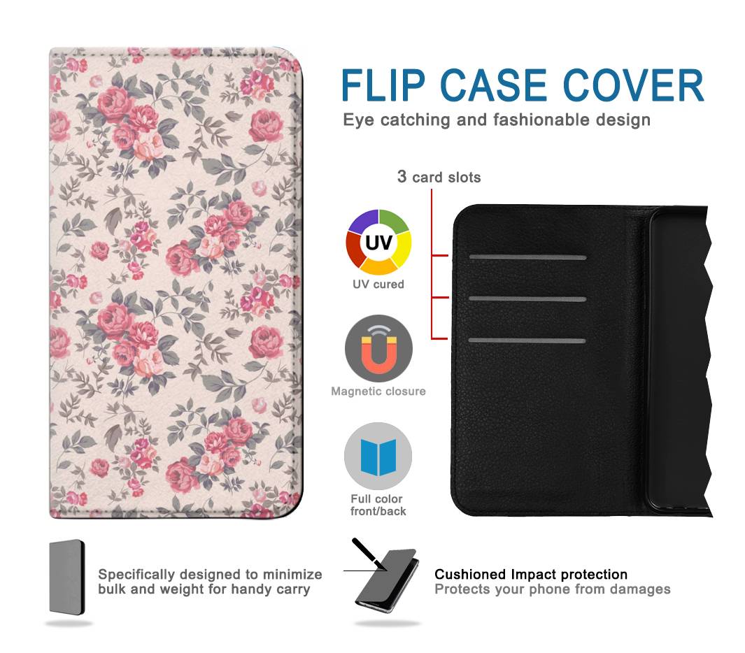 Flip case iPhone 13 Pro Max Vintage Rose Pattern