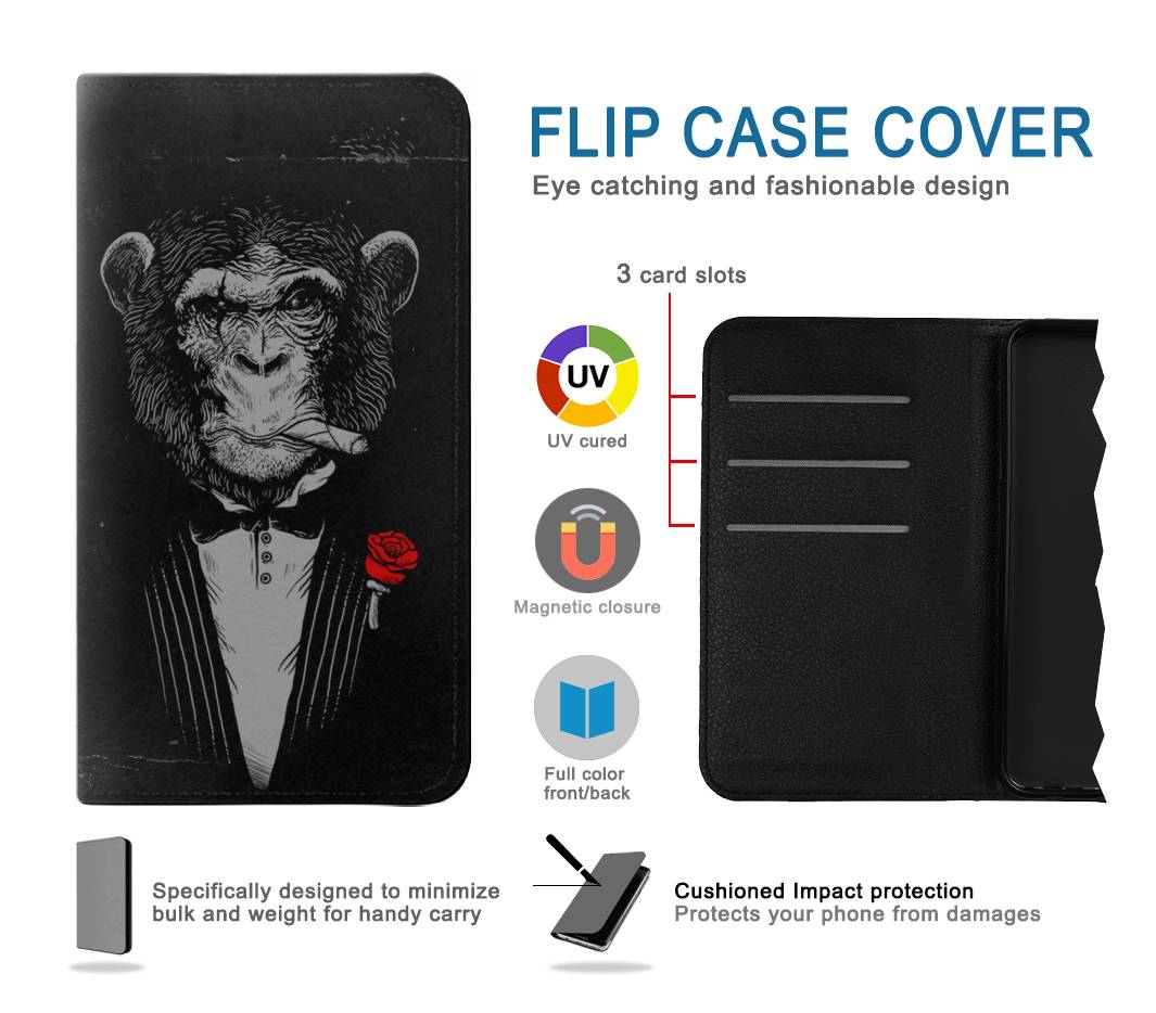 Flip case Samsung Galaxy A02s, M02s Funny Monkey God Father