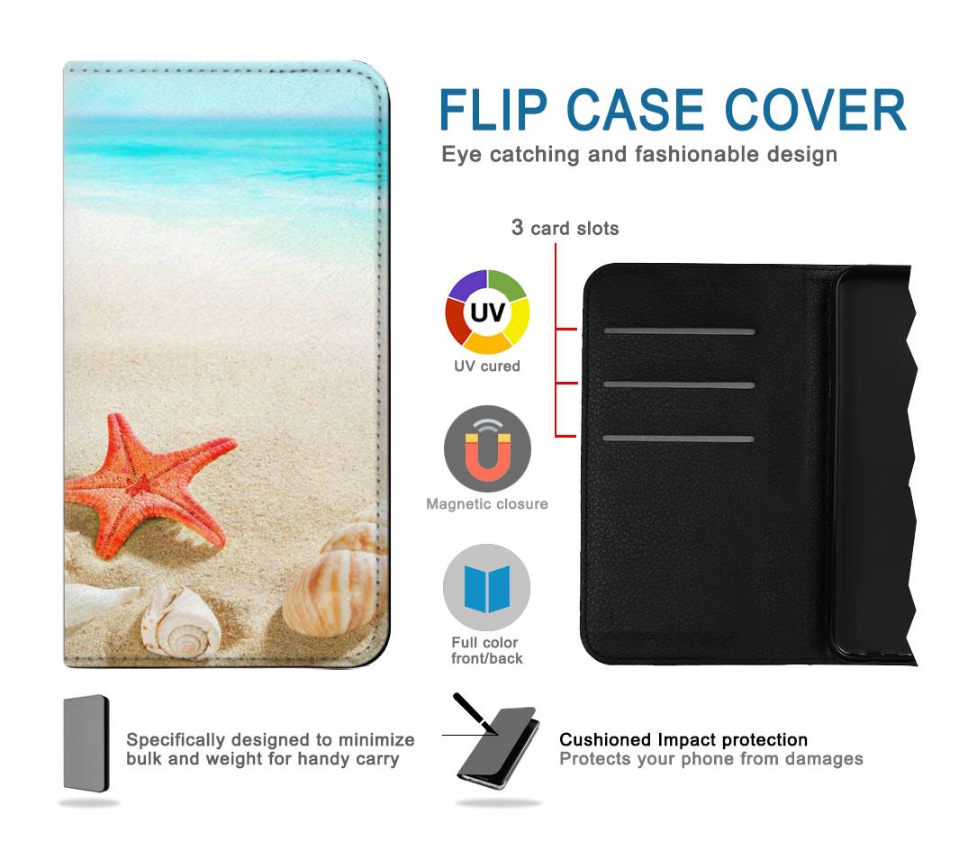 Flip case Samsung Galaxy S21 FE 5G Sea Shells Starfish Beach