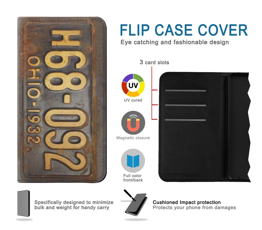 Flip case iPhone 13 Pro Max Vintage Car License Plate