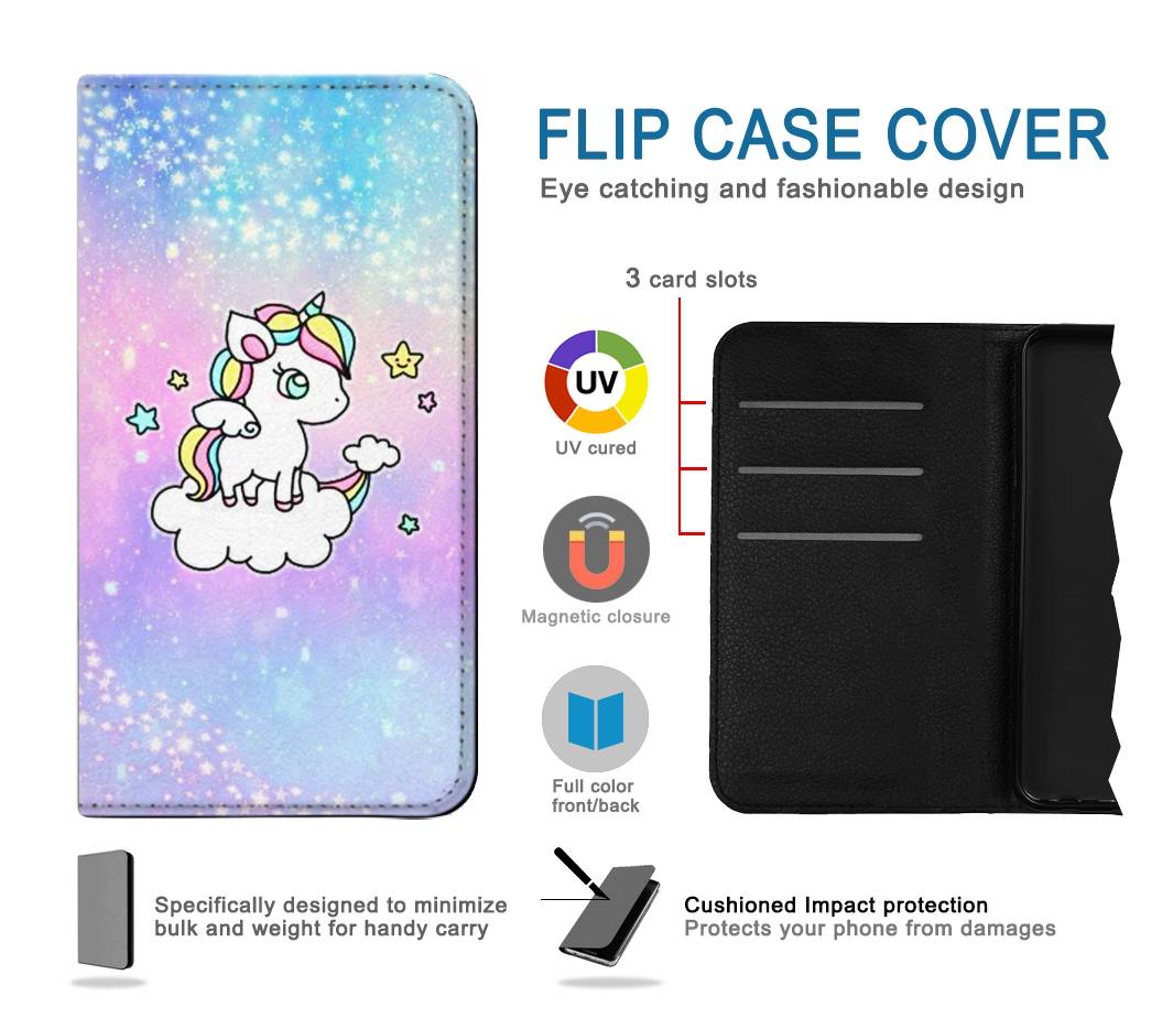 Flip case iPhone 7, 8, SE (2020), SE2 Cute Unicorn Cartoon