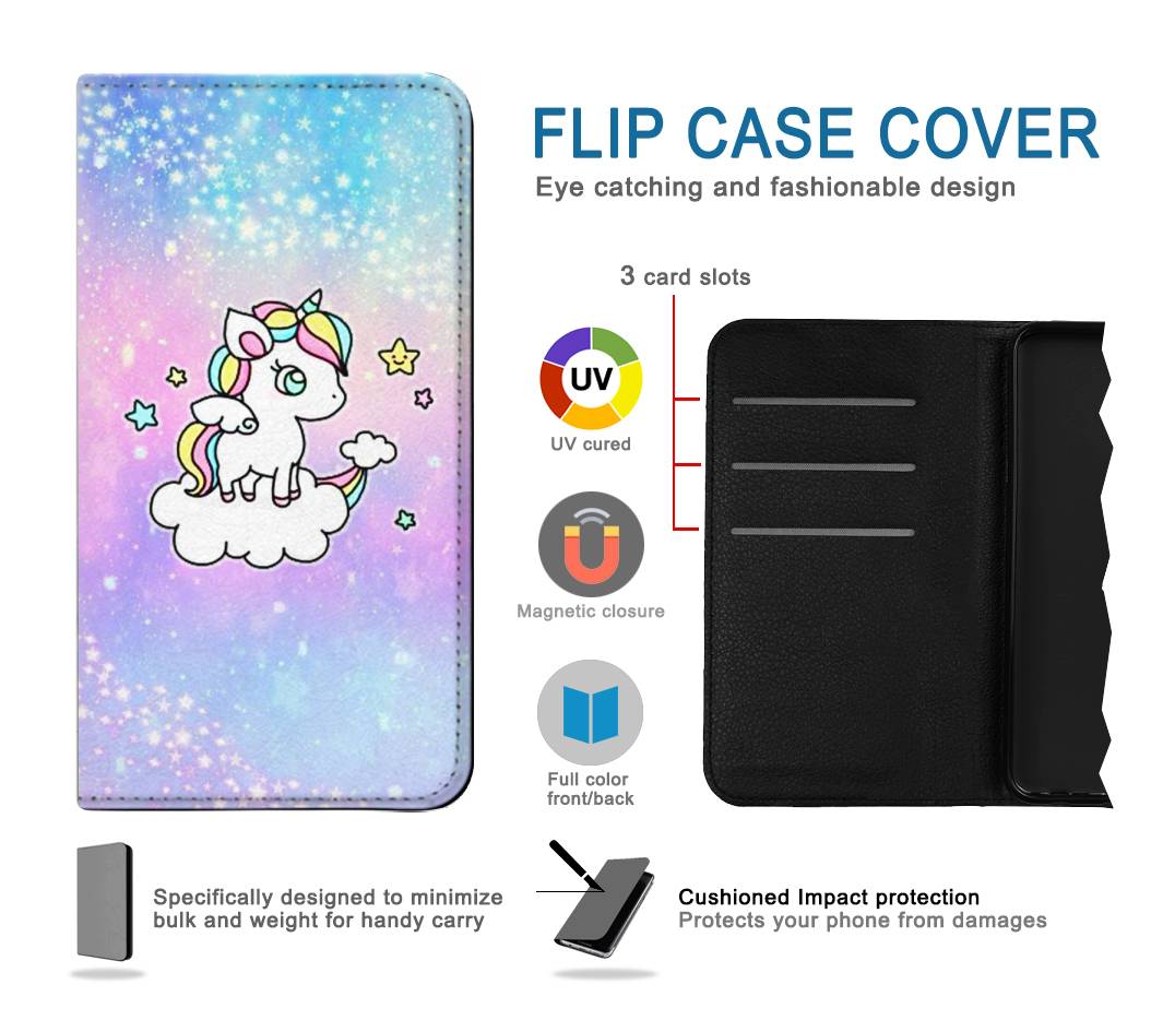 Flip case iPhone 12 Pro, 12 Cute Unicorn Cartoon