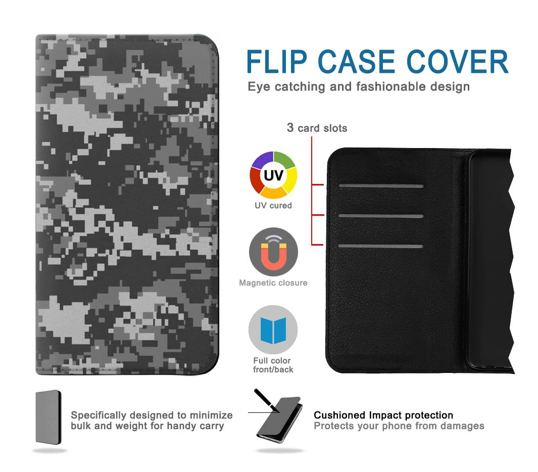 Flip case Google Pixel 6 Pro Urban Black Camouflage