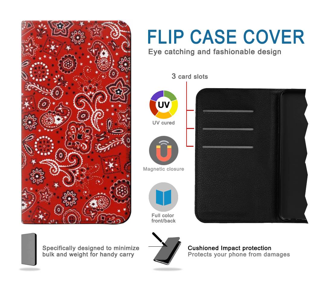 Flip case Samsung Galaxy A02s, M02s Red Bandana