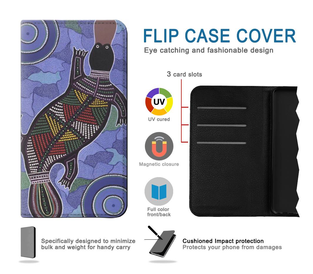 Flip case Google Pixel 5A 5G Platypus Australian Aboriginal Art