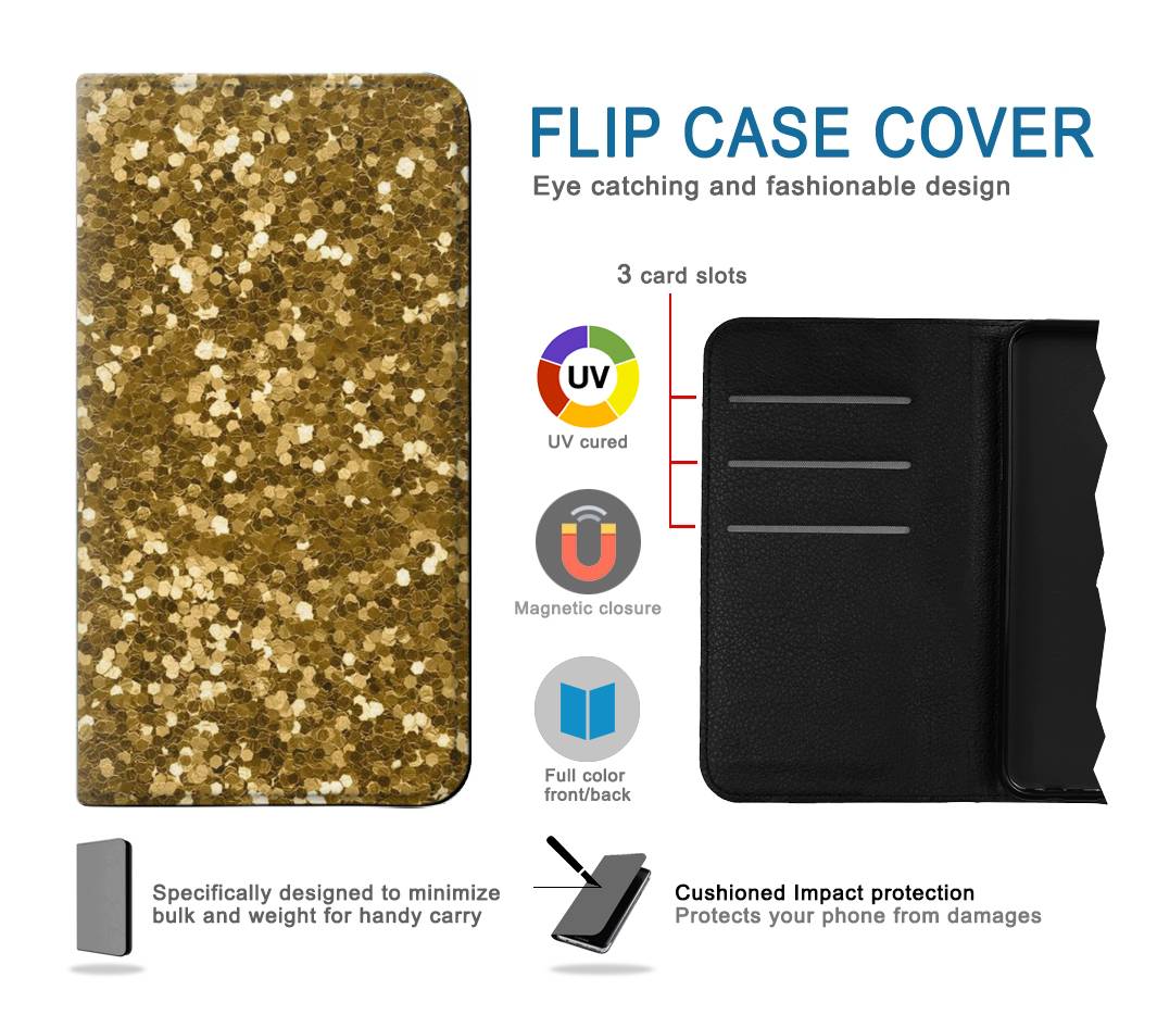 Flip case Motorola Moto G30 Gold Glitter Graphic Print
