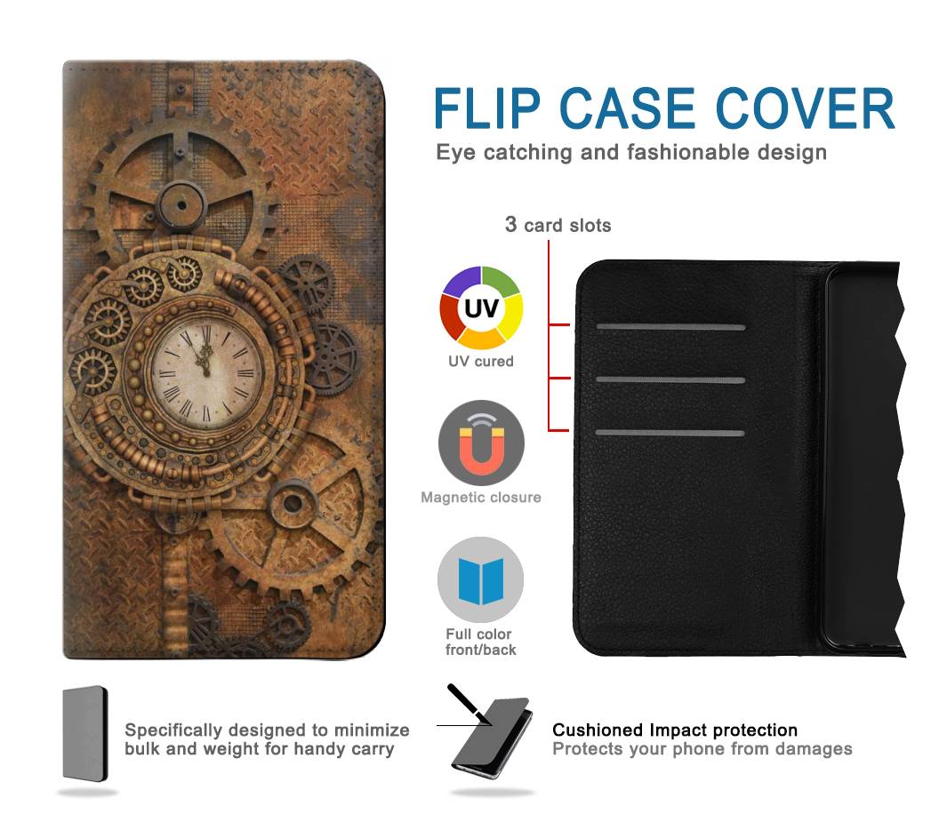 Flip case Motorola G Pure Clock Gear Streampunk