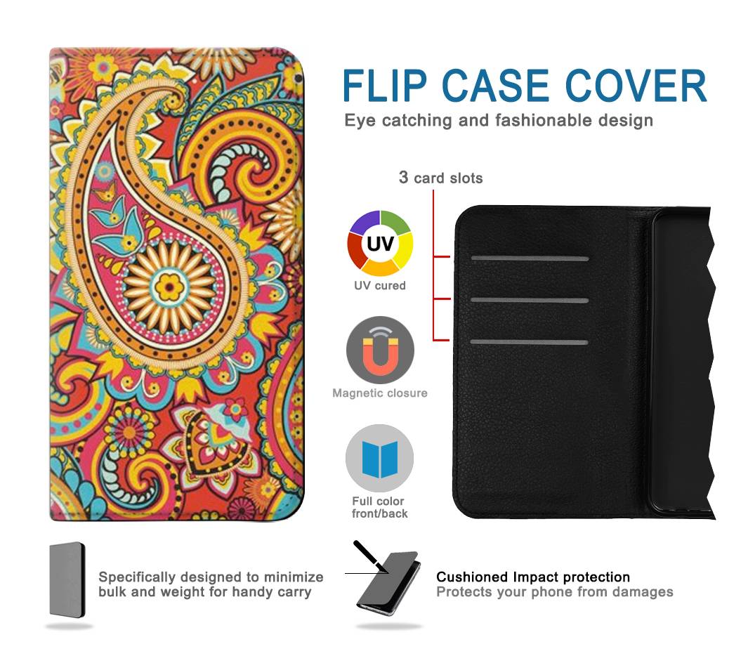 Flip case Samsung Galaxy A03S Floral Paisley Pattern Seamless