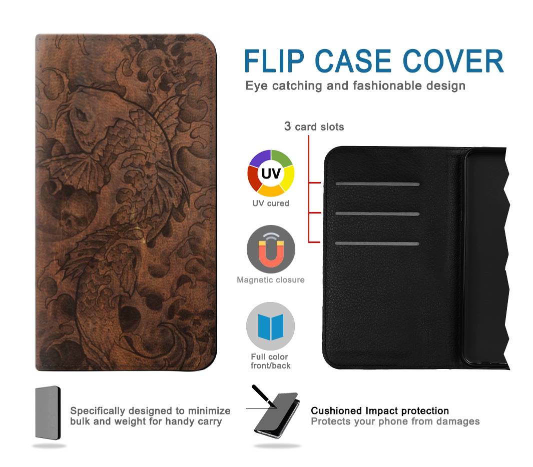 Flip case Samsung Galaxy A22 4G Fish Tattoo Leather Graphic Print