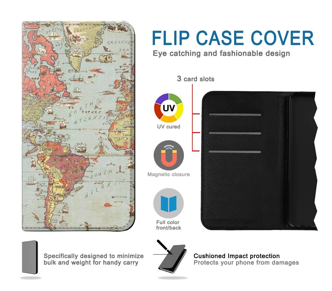 Flip case Samsung Galaxy Fold3 5G Vintage World Map