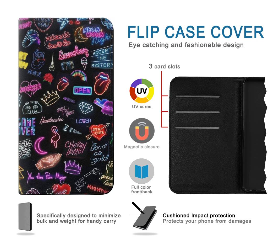 Flip case Samsung Galaxy A52, A52 5G Vintage Neon Graphic