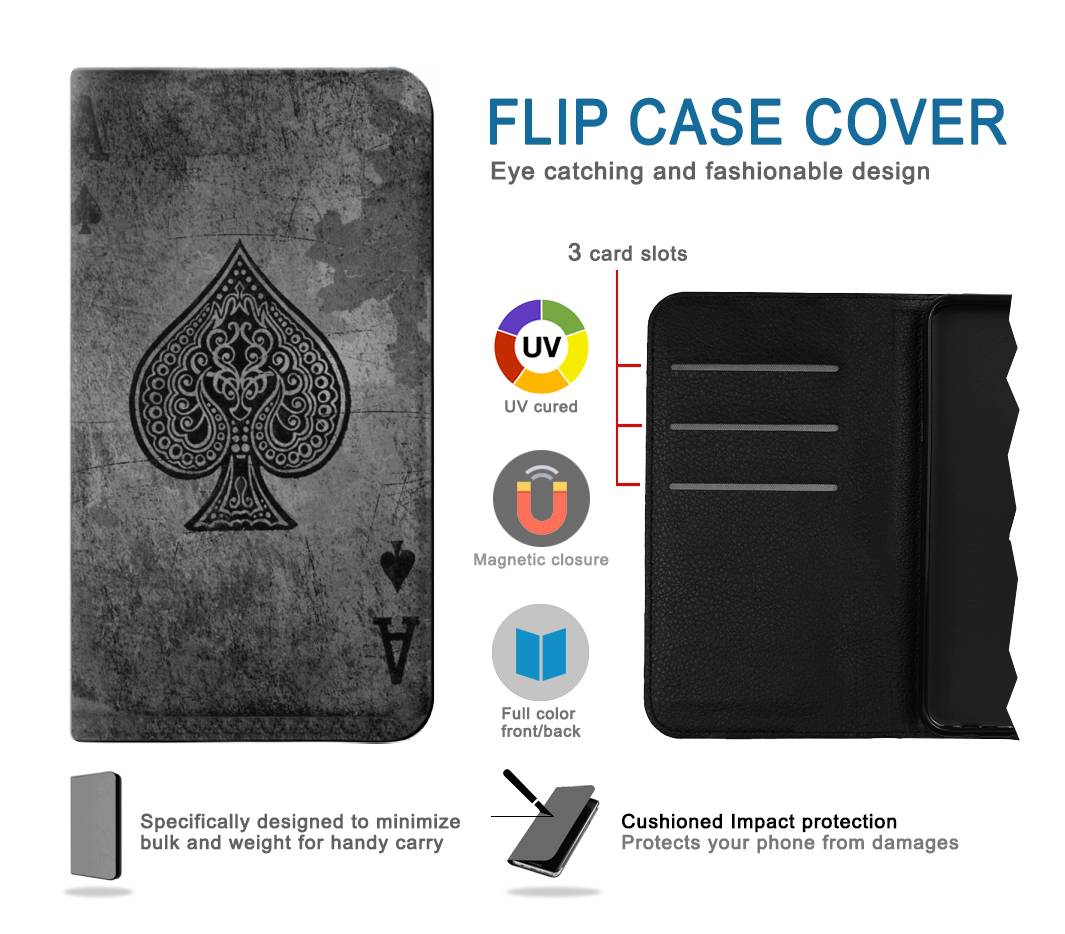 Flip case Apple iiPhone 14 Pro Black Ace Spade