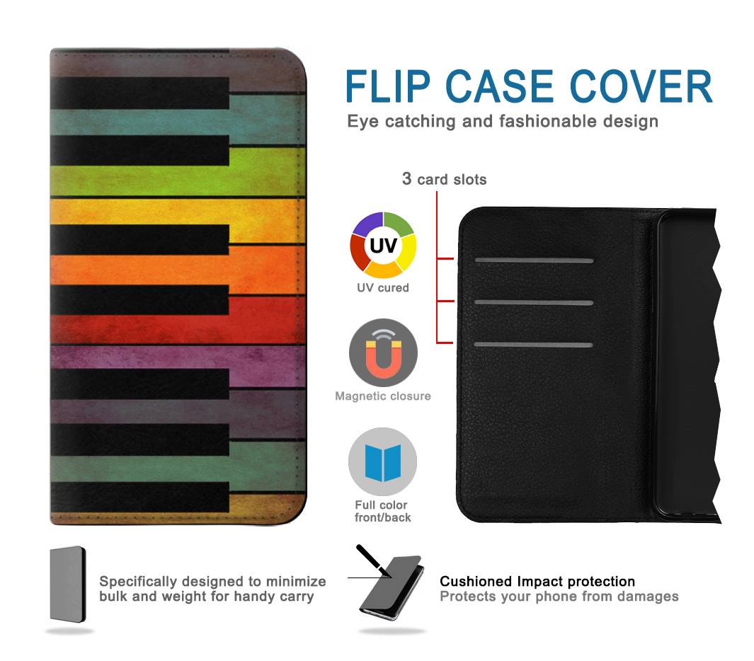 Flip case iPhone 12 Pro, 12 Colorful Piano