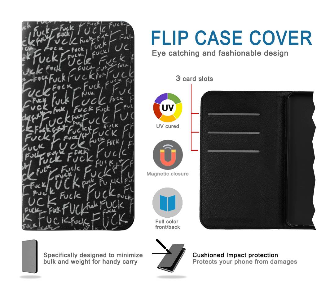 Flip case iPhone 13 Pro Funny Words Blackboard