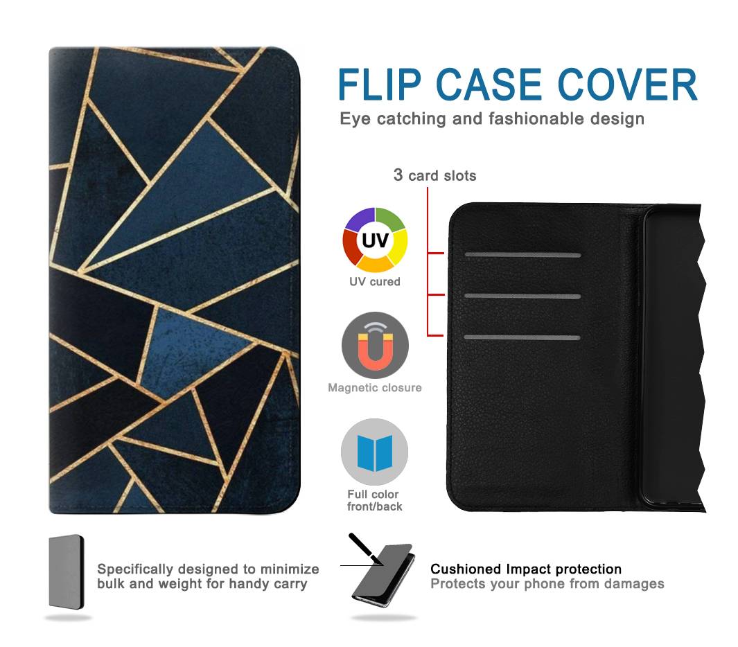 Flip case Motorola Moto G Play (2021) Navy Blue Graphic Art