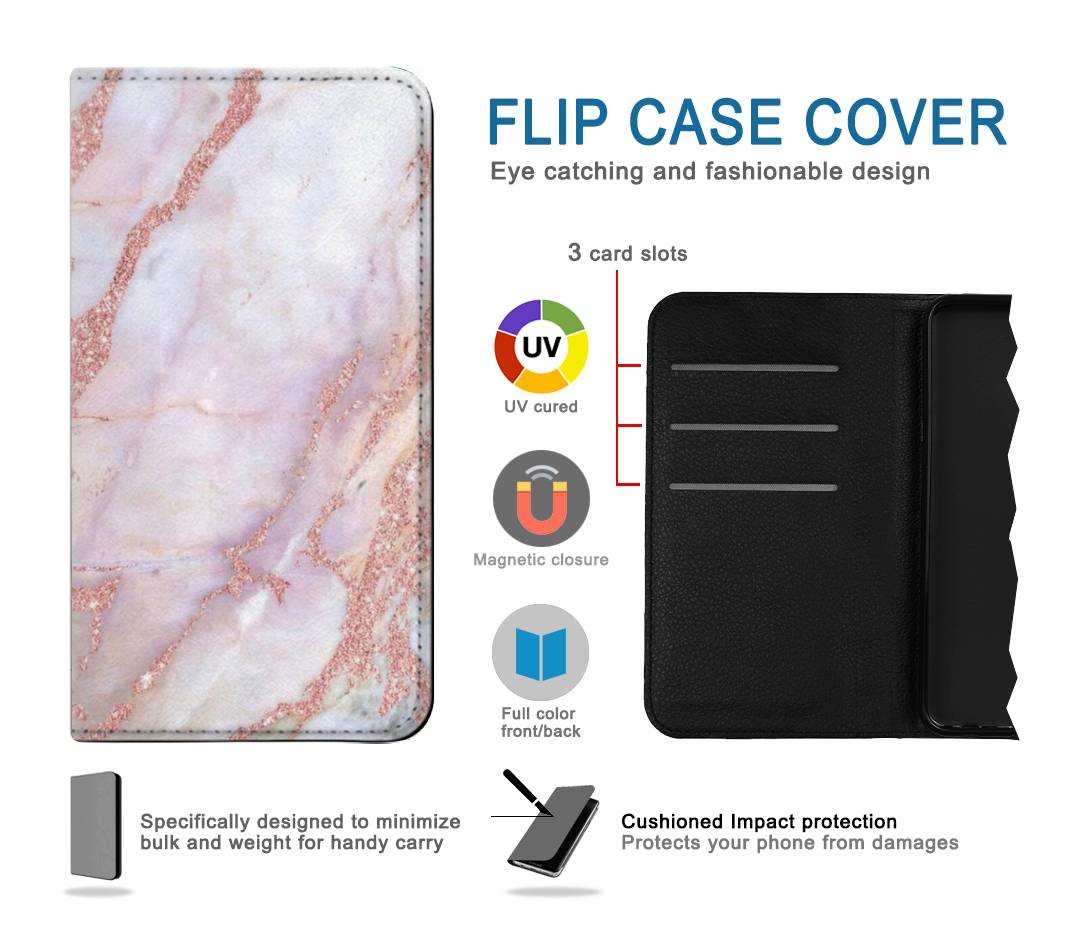 Flip case iPhone 13 Soft Pink Marble Graphic Print
