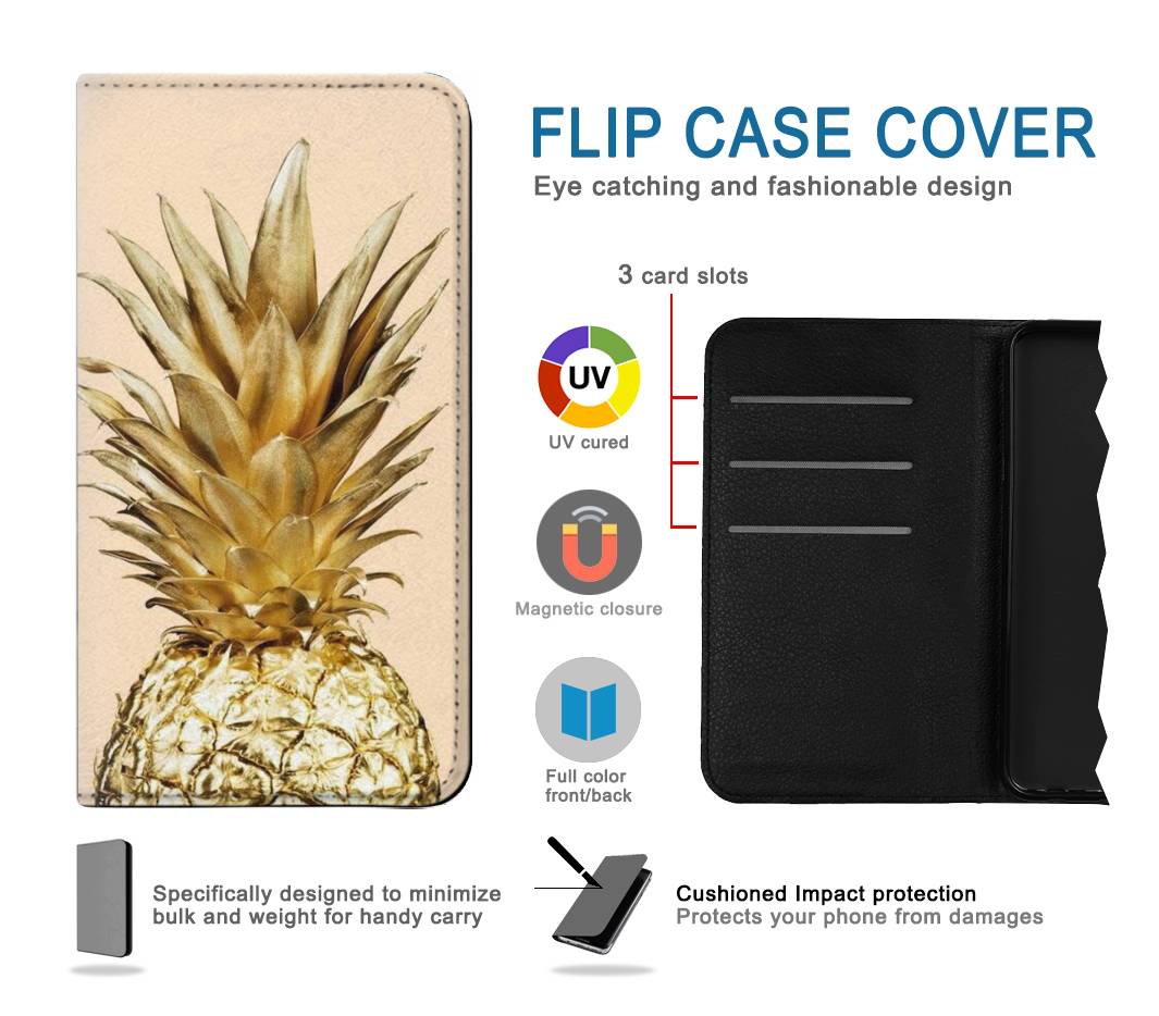 Flip case LG G8 ThinQ Gold Pineapple