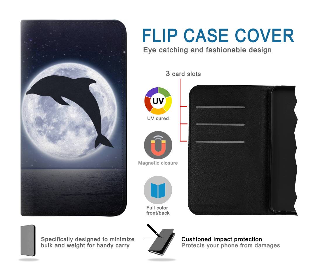 Flip case Google Pixel 5A 5G Dolphin Moon Night