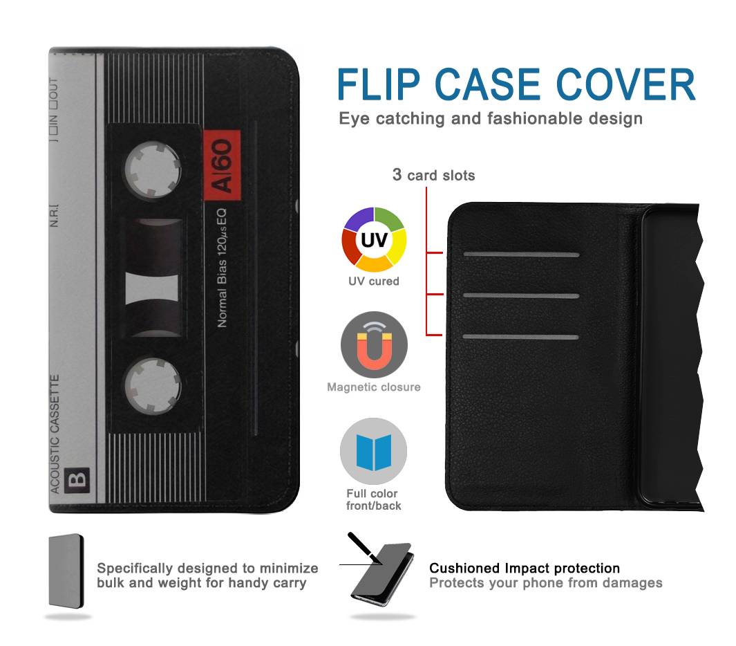 Flip case Google Pixel 5A 5G Vintage Cassette Tape