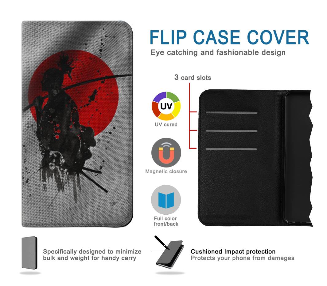 Flip case Google Pixel 5A 5G Japan Flag Samurai