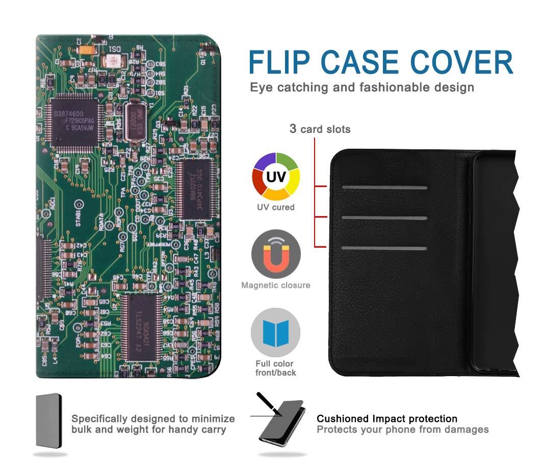Flip case Google Pixel 5A 5G Electronics Circuit Board Graphic