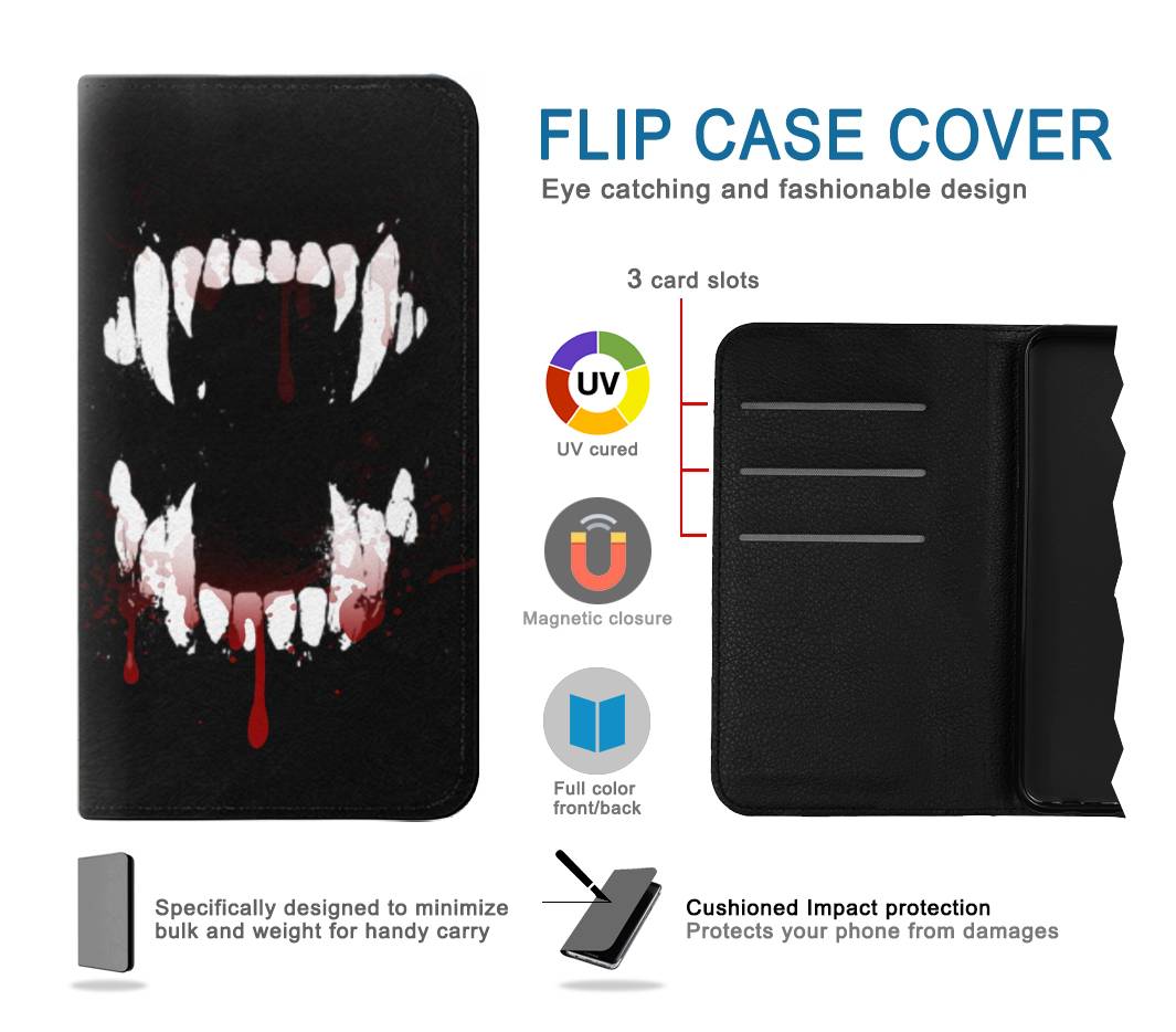 Flip case Samsung Galaxy A22 4G Vampire Teeth Bloodstain