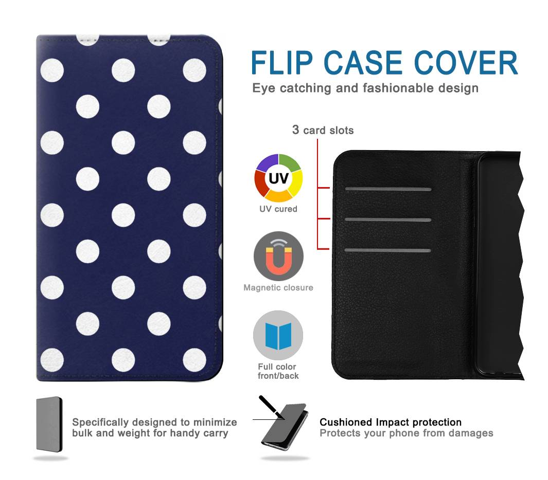 Flip case iPhone 7, 8, SE (2020), SE2 Blue Polka Dot