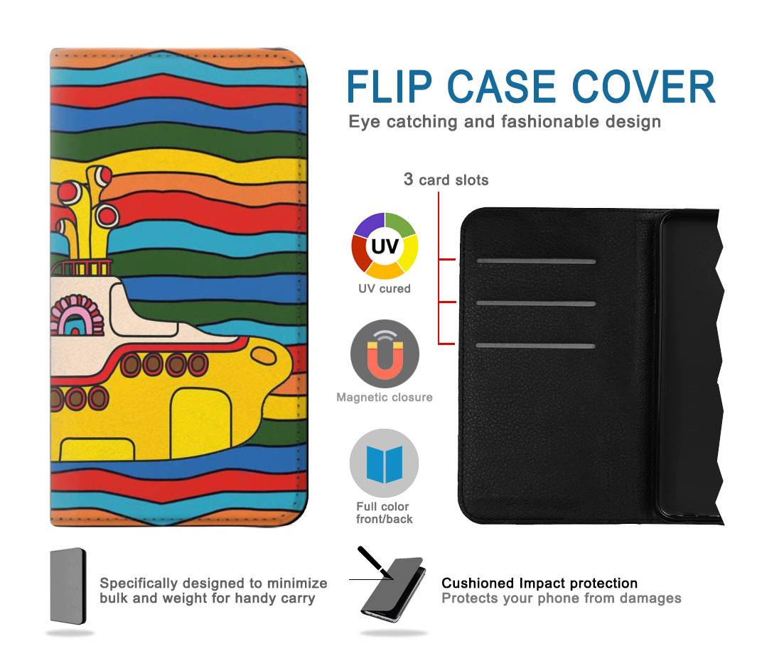 Flip case Apple iiPhone 14 Pro Hippie Yellow Submarine