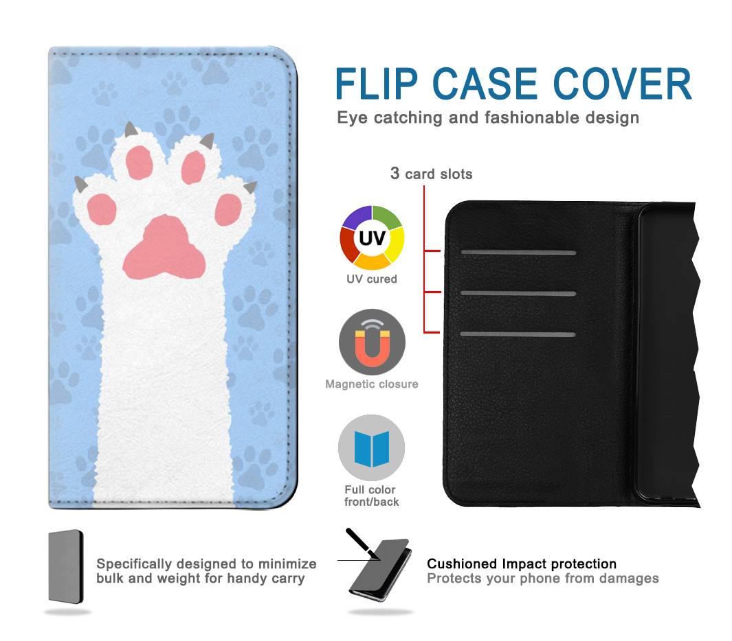 Flip case Motorola One 5G Cat Paw