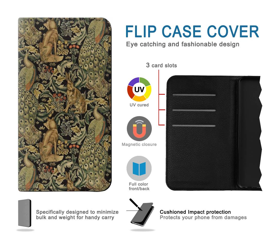 Flip case Samsung Galaxy A52, A52 5G William Morris Forest Velvet